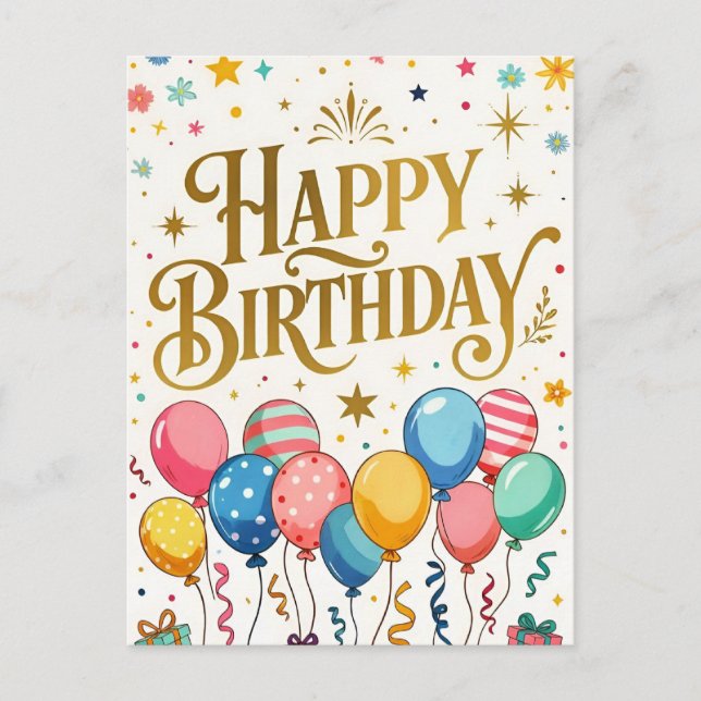 Cartão Postal Happy Birthday Celebration (Frente)