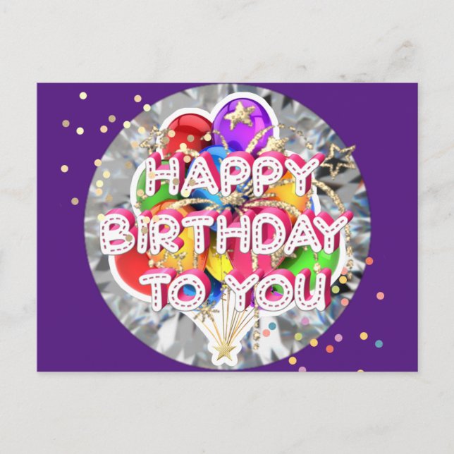 Cartão Postal Happy Birthday Diamond (Frente)