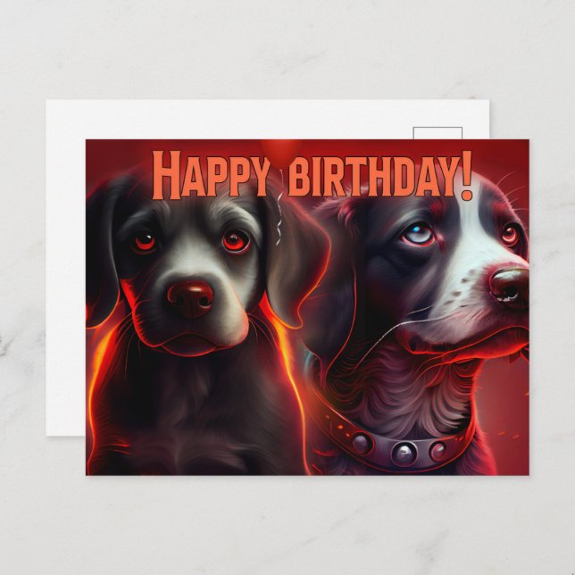 Cartão Postal Happy birthday!  Dog  (Frente/Verso)