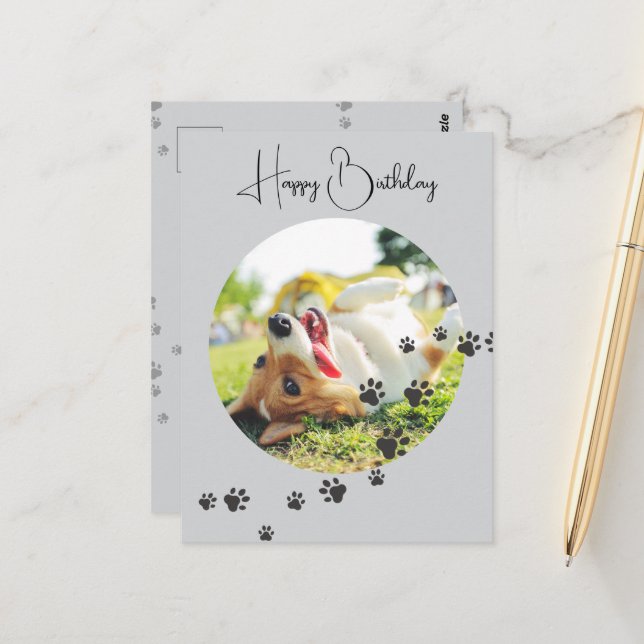Cartão Postal Happy Birthday from Your Furry Friend 2 Photos   (Frente/Verso In Situ)