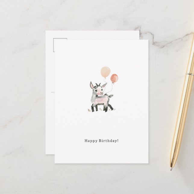 Cartão Postal Happy Birthday Little Goat Card (Frente/Verso In Situ)