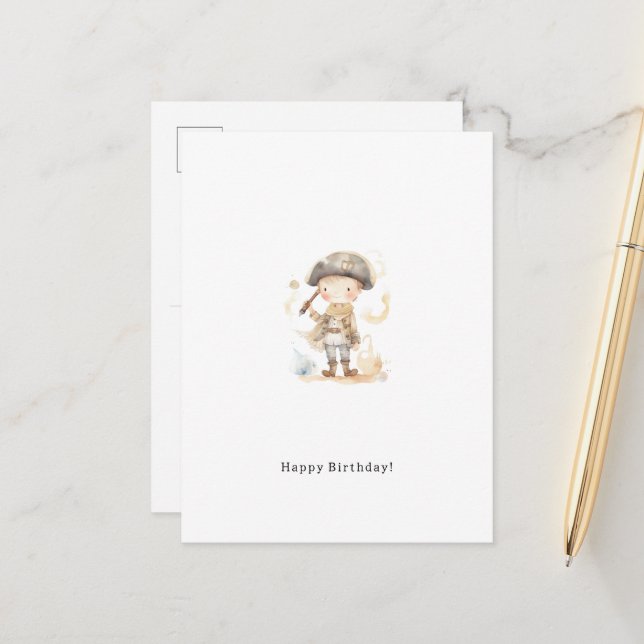Cartão Postal Happy Birthday Little Pirate Card (Frente/Verso In Situ)