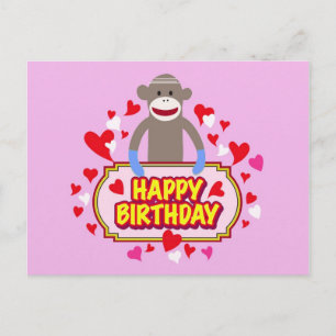 Cartão Postal Happy Birthday Monkey.