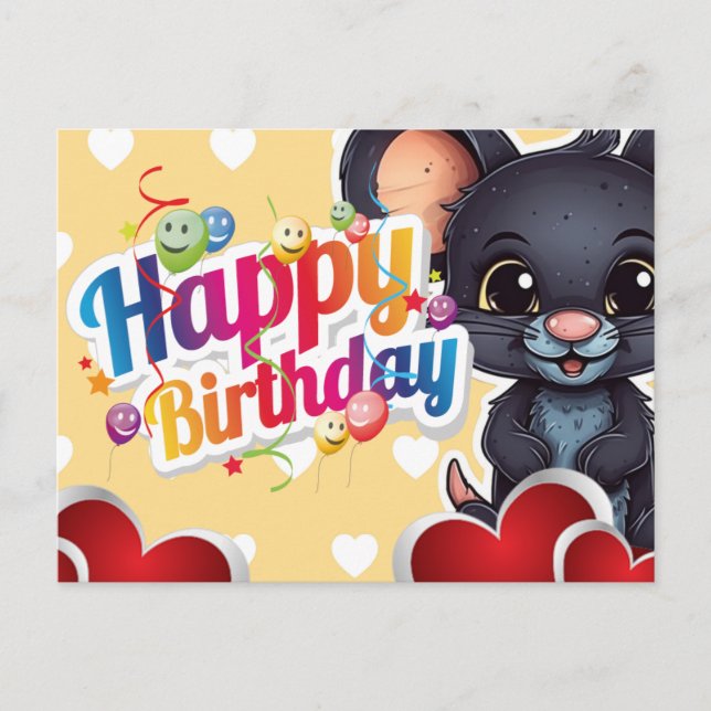 Cartão Postal Happy birthday! souris (Frente)