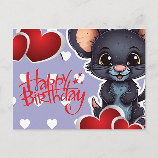 Cartão Postal Happy birthday! souris (Frente)