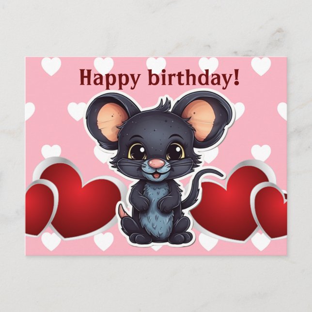 Cartão Postal Happy birthday! souris (Frente)