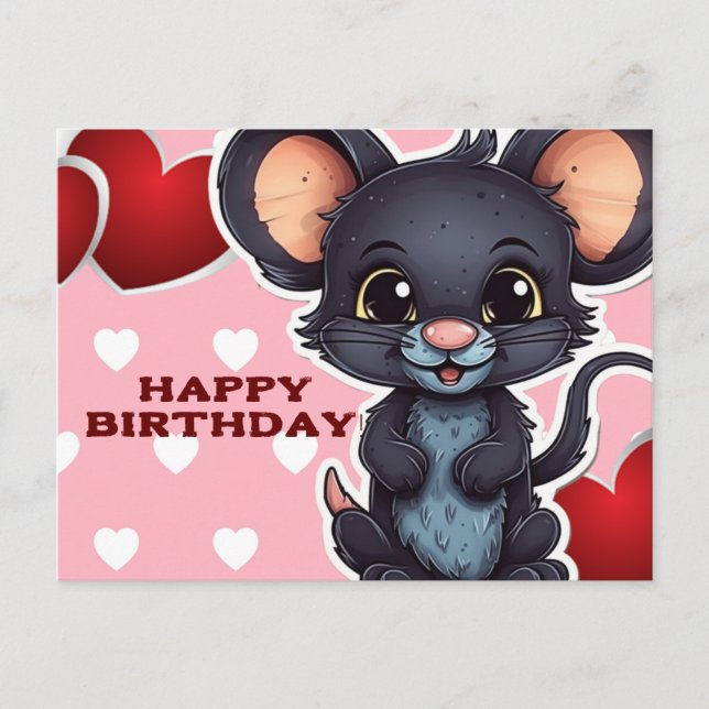 Cartão Postal Happy birthday! souris (Frente)