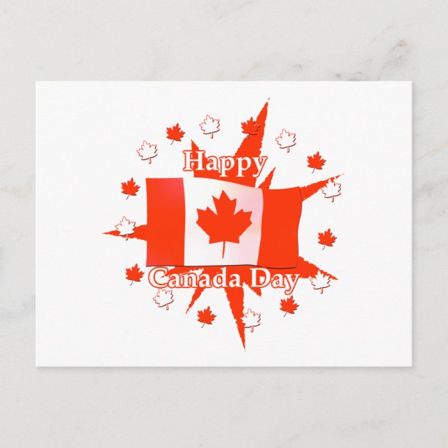 Cartão Postal Happy Canada Day Flag Design (Frente)