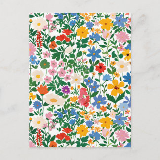Cartão Postal Happy Colourful Botanical Flowers Floral Card.