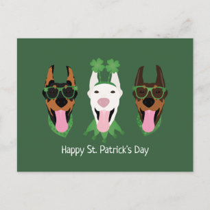 Cartão Postal Happy Dia de São Patrício Dobermann Dogs