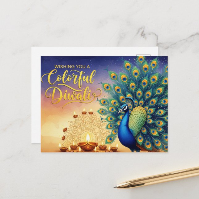 Cartão Postal Happy Diwali (Frente/Verso In Situ)