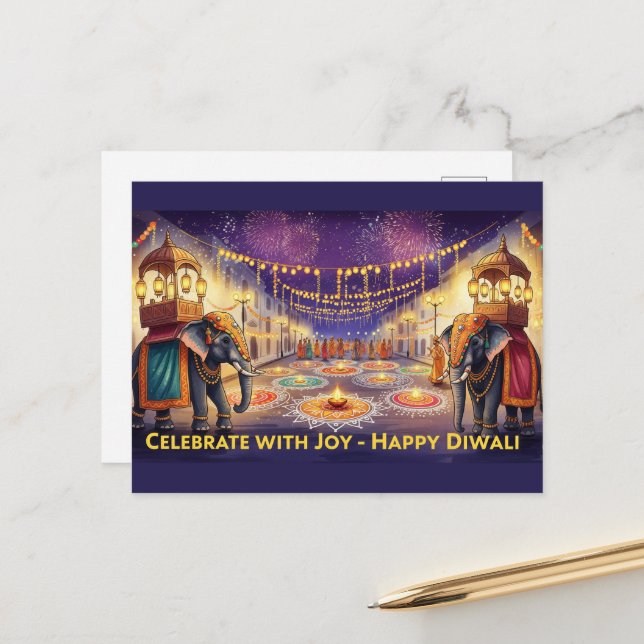 Cartão Postal Happy Diwali (Frente/Verso In Situ)