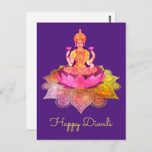 Cartão Postal Happy Diwali - Deepalavi Lakshmi Goddese 4
