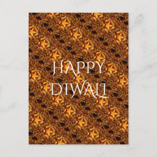 Cartão Postal Happy Diwali saudando Dourada estrela brilhante de