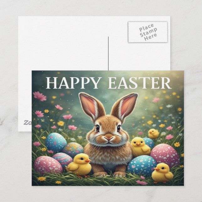 Cartão Postal Happy Easter Bunny Postcard (Frente/Verso)