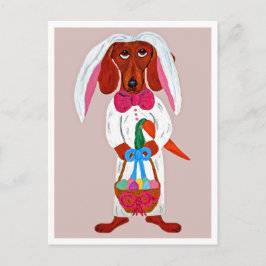 Cartão Postal Happy Easter Dachshund Easter Bunny card