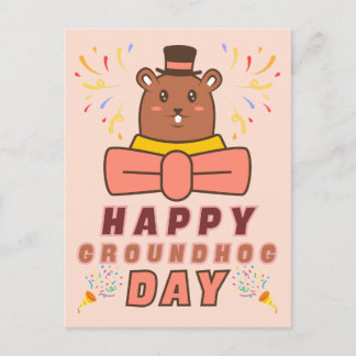 Cartão Postal Happy Groundhog Day - Groundhog Day Celebration