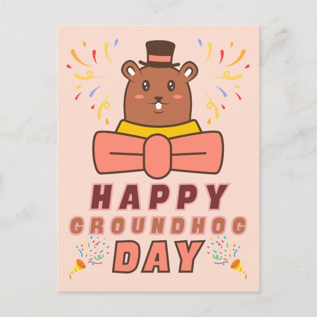 Cartão Postal Happy Groundhog Day - Groundhog Day Celebration (Frente)