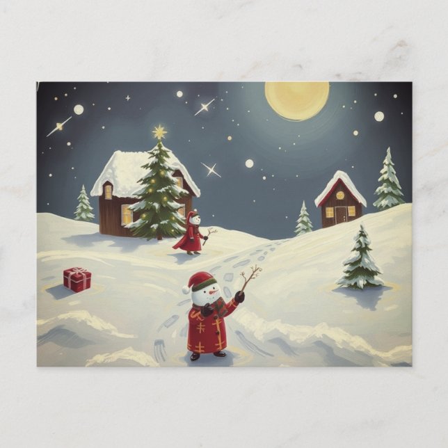 Cartão Postal Happy Holiday Snow Landscape card  (Frente)