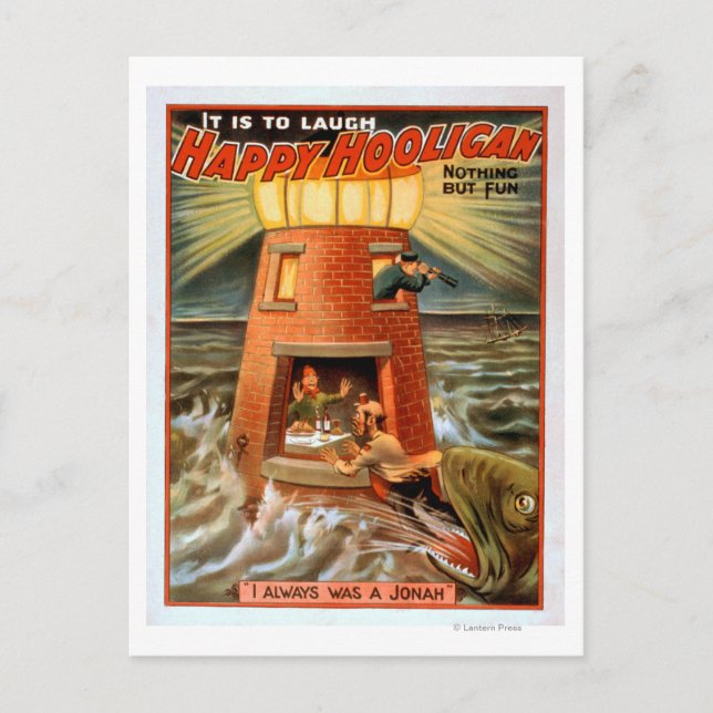 Cartão Postal Happy Hooligan Lighthouse e Jonah Play (Frente)