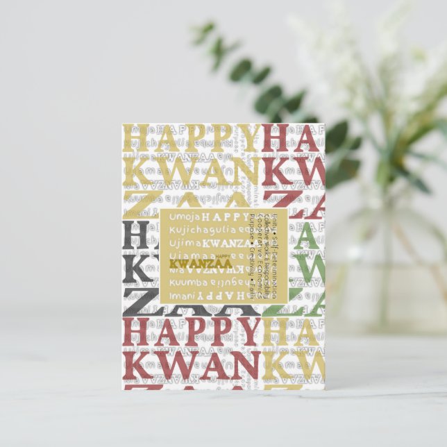 Cartão Postal Happy Kwanzaa (Em pé/Frente)