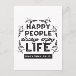 Cartão Postal Happy Life with Faith – Proverbs 15:15 Art