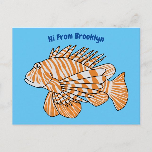 Cartão Postal Happy lionfish cartoon illustration (Frente)