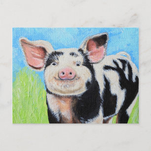 Cartão Postal Happy Little Pig Painting