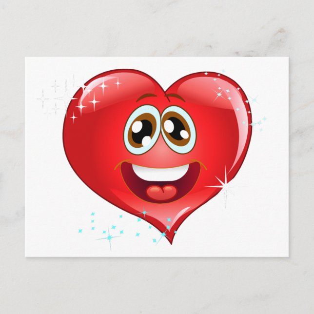 Cartão Postal Happy Love Heart Emoji (Frente)
