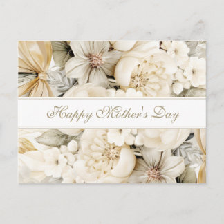 Cartão Postal Happy Mother's Day Vanilla cream Floral script