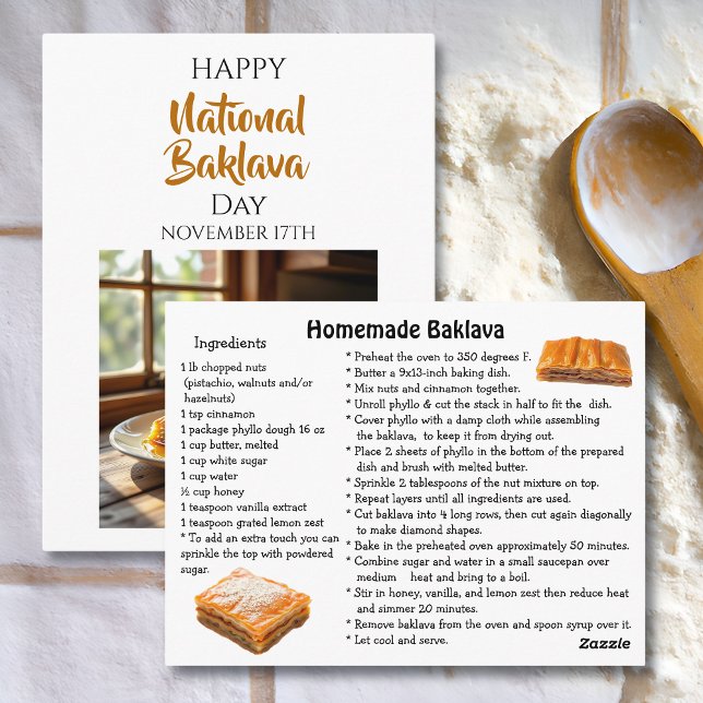Cartão Postal Happy National Baklava Day | November 17th (Criador carregado)
