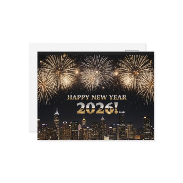 CARTÃO POSTAL HAPPY NEW YEAR 2026  (Frente/Verso In Situ)