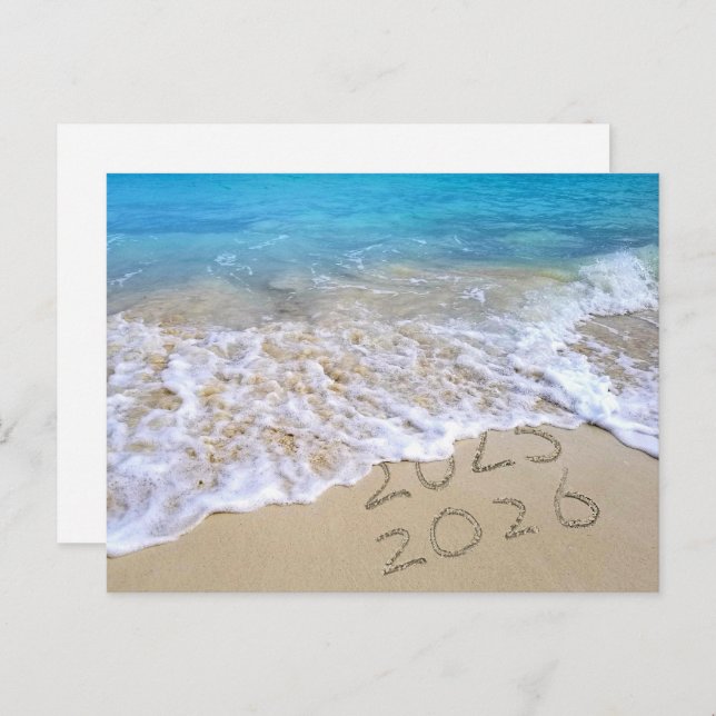 Cartão Postal Happy New Year Beach (Frente/Verso)