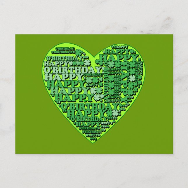 Cartão Postal Happy O'Birthday com camisetas e presentes (Frente)