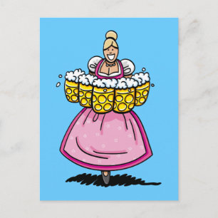 Cartão postal Happy Oktoberfest Beer Garçonete D