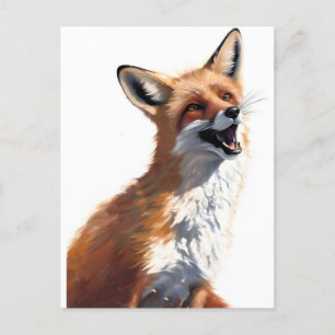 Cartão Postal Happy Red Fox OWN ART Vixen Wild Nature Vazio