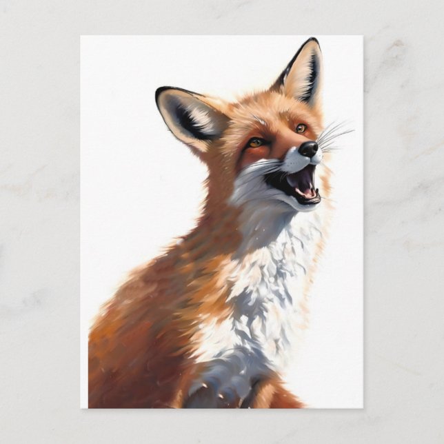 Cartão Postal Happy Red Fox OWN ART Vixen Wild Nature Vazio (Frente)