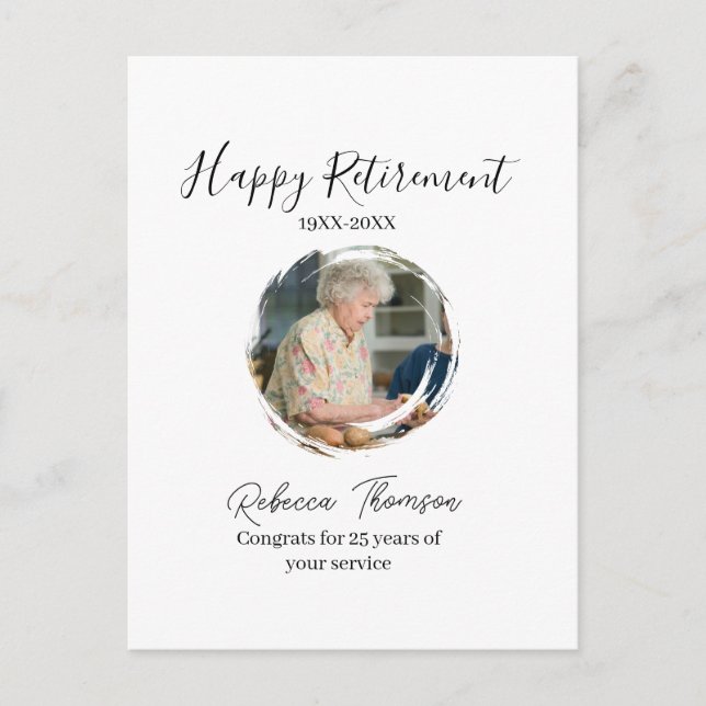 Cartão Postal Happy retirement year name circle photo retired (Frente)