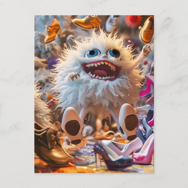 Cartão Postal Happy Shoes Monster in happy world (Frente)