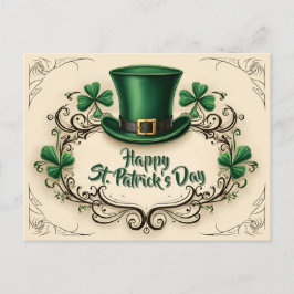 Cartão Postal Happy St. Patrick’s Day Shamrock Design
