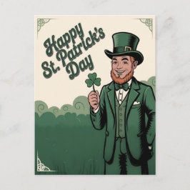Cartão Postal Happy St. Patrick’s Day Vintage Leprechaun