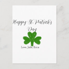 Cartão Postal Happy St. Patrick's day green shamrock name 