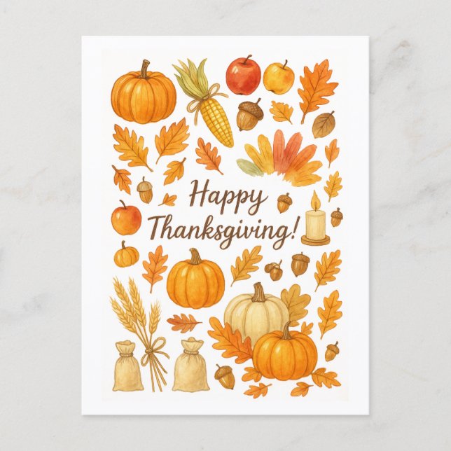 Cartão Postal Happy Thanksgiving Postcard (Frente)