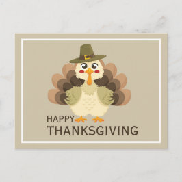 Cartão Postal Happy Thanksgiving Simple Cute Funny Turkey