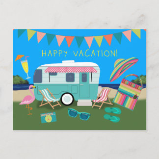 Cartão Postal Happy Vacation Lakeside Camping