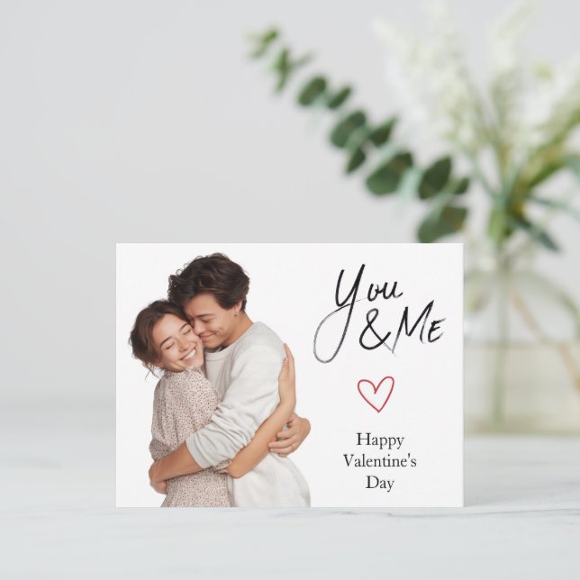 Cartão Postal Happy Valentine’s Day – Custom Photo & Text Card (Em pé/Frente)