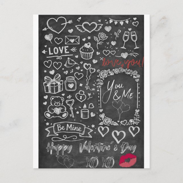 Cartão Postal Happy Valentine´s Day - Love chalkboard (Frente)