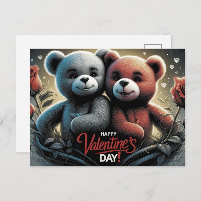 Cartão Postal Happy Valentine’s Day Ourson -2 (Frente/Verso)