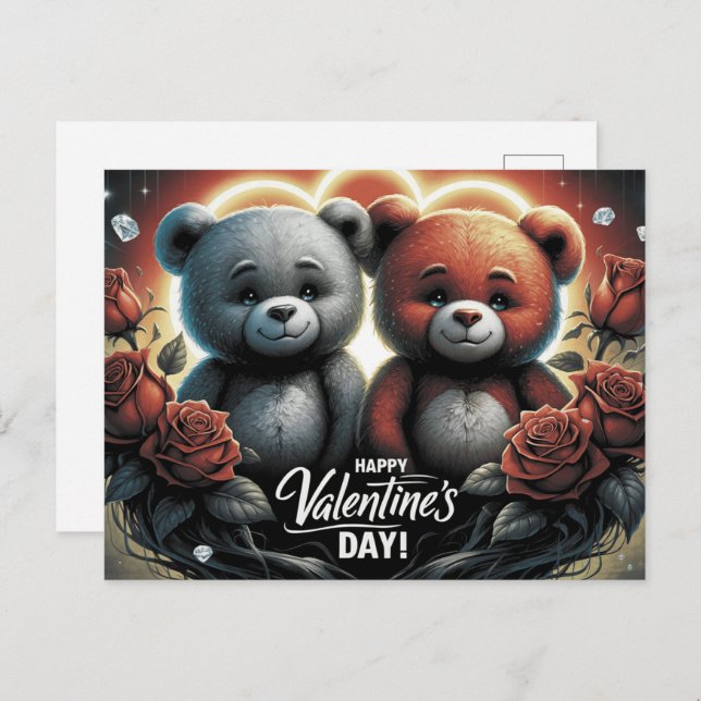 Cartão Postal Happy Valentine’s Day Ourson -3 (Frente/Verso)