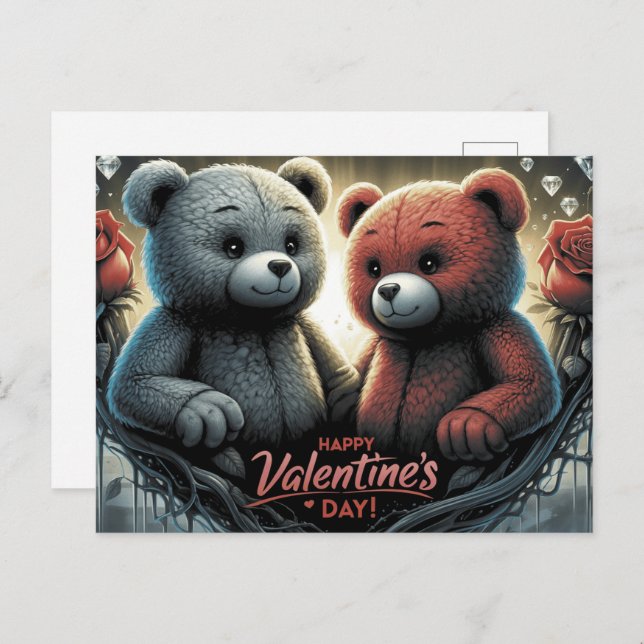 Cartão Postal Happy Valentine’s Day Ourson -4 (Frente/Verso)